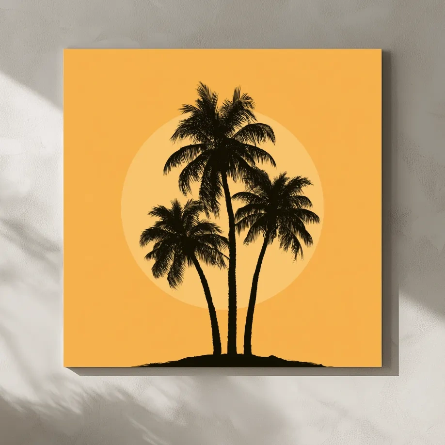 Mid-Century Palm Tree Silhouette - Tropical Minimalist Vector Wall Art