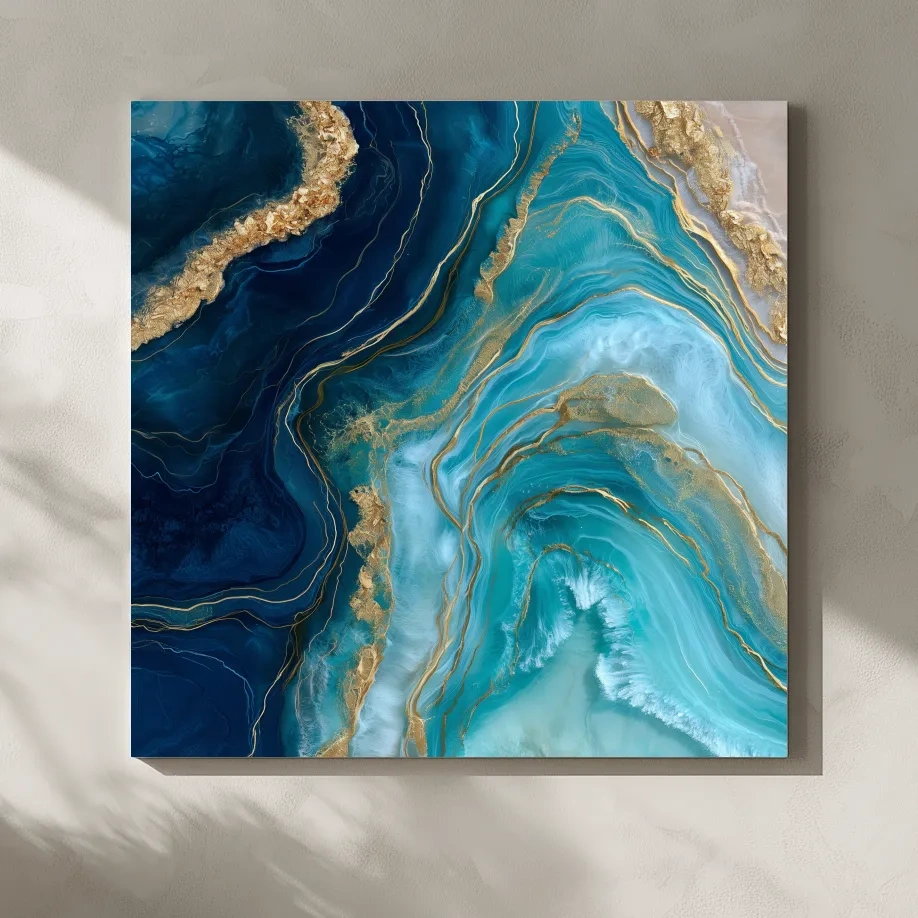 Ocean Geode Resin Design - Abstract Natural Mineral Wall Art