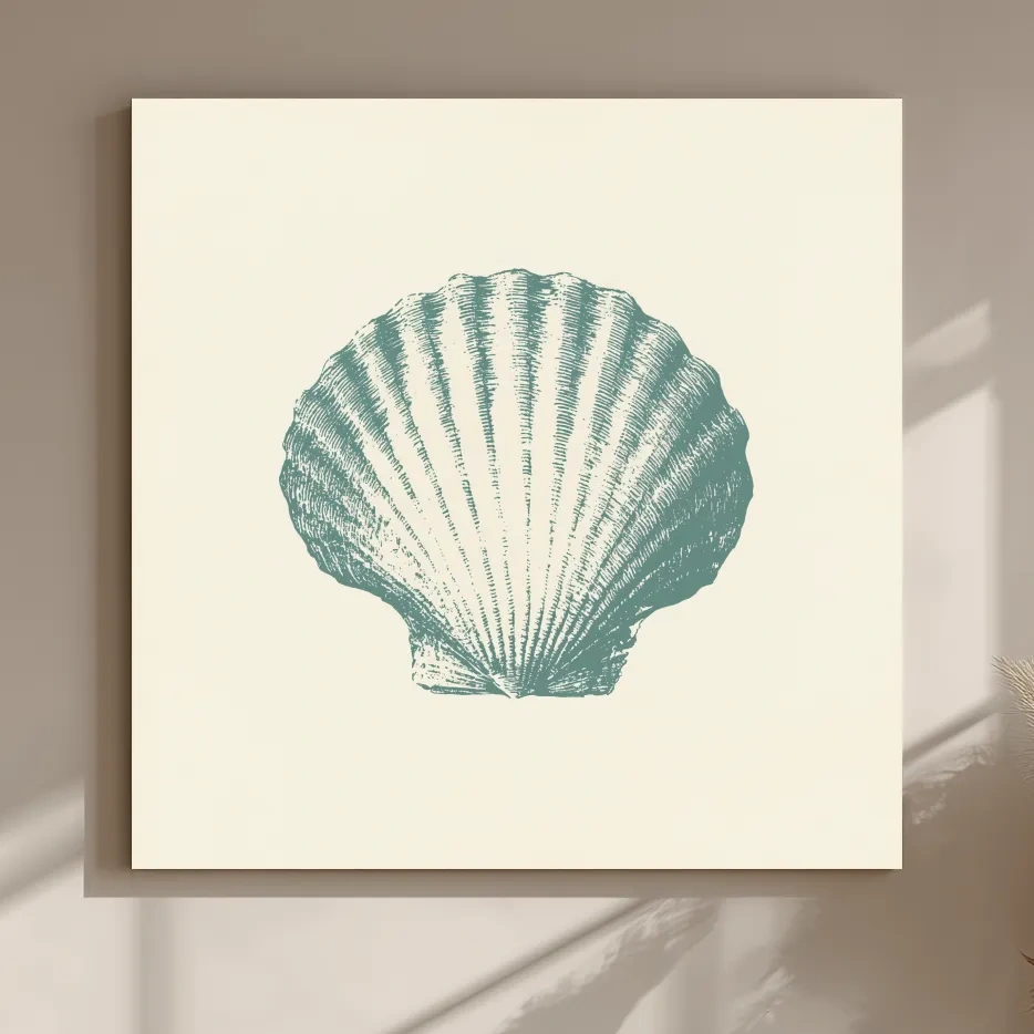 Hamptons Scallop Shell Illustration - Minimalist Coastal Wall Art
