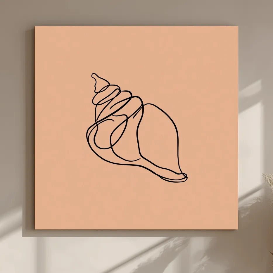 Minimalist Seashell Line Illustration - Boho Coastal Wall Art