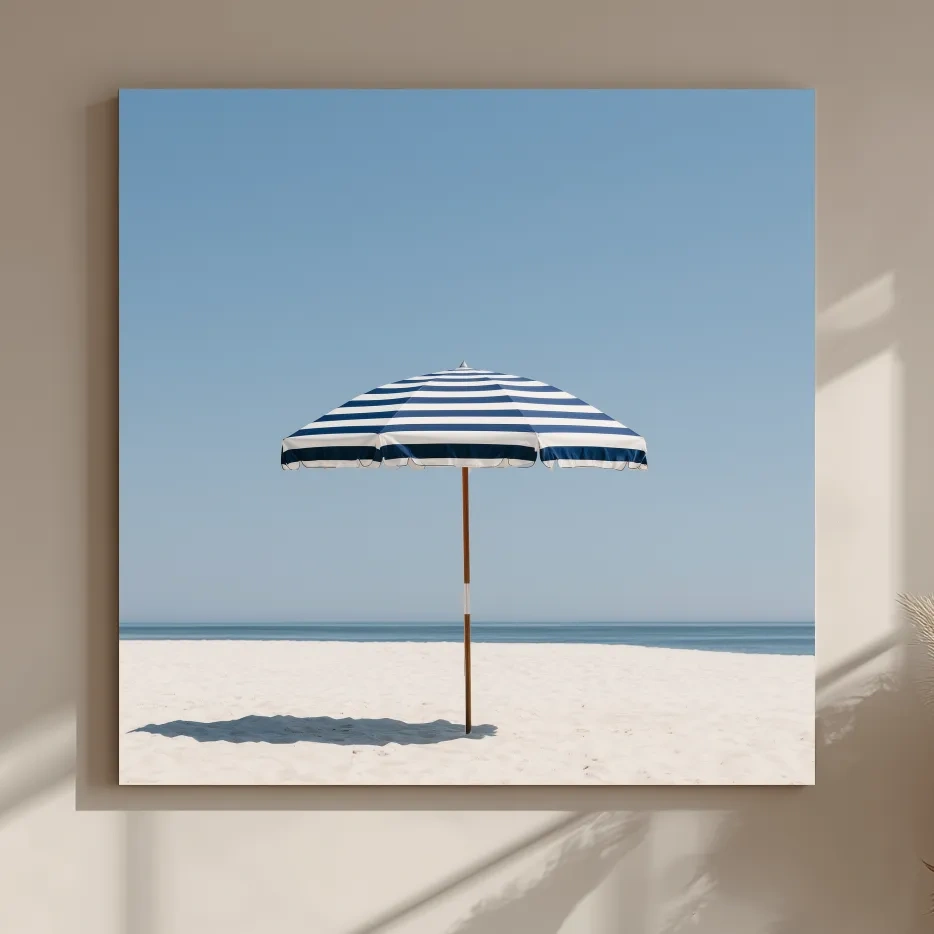 Minimalist Striped Beach Umbrella - Hamptons Photographic Wall Art