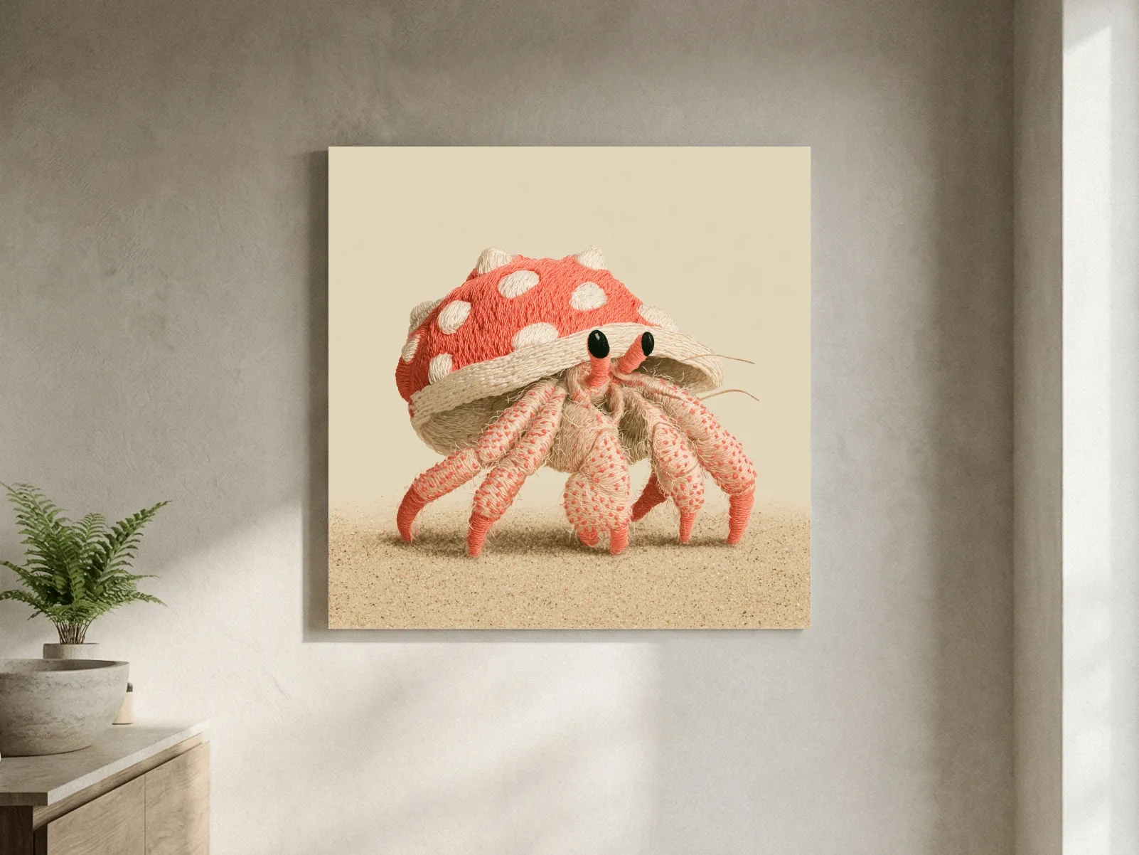 Cute Embroidered Hermit Crab Illustration - Whimsical Marine Life Art