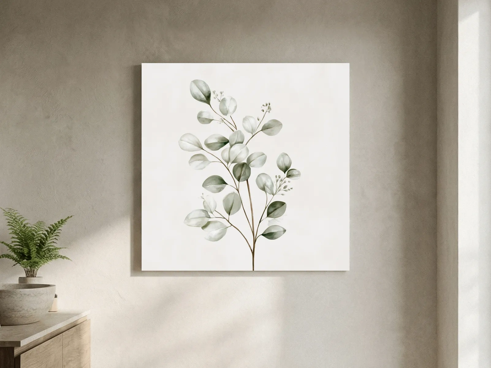 Minimalist Coastal Botanical Illustration - Eucalyptus Wall Art