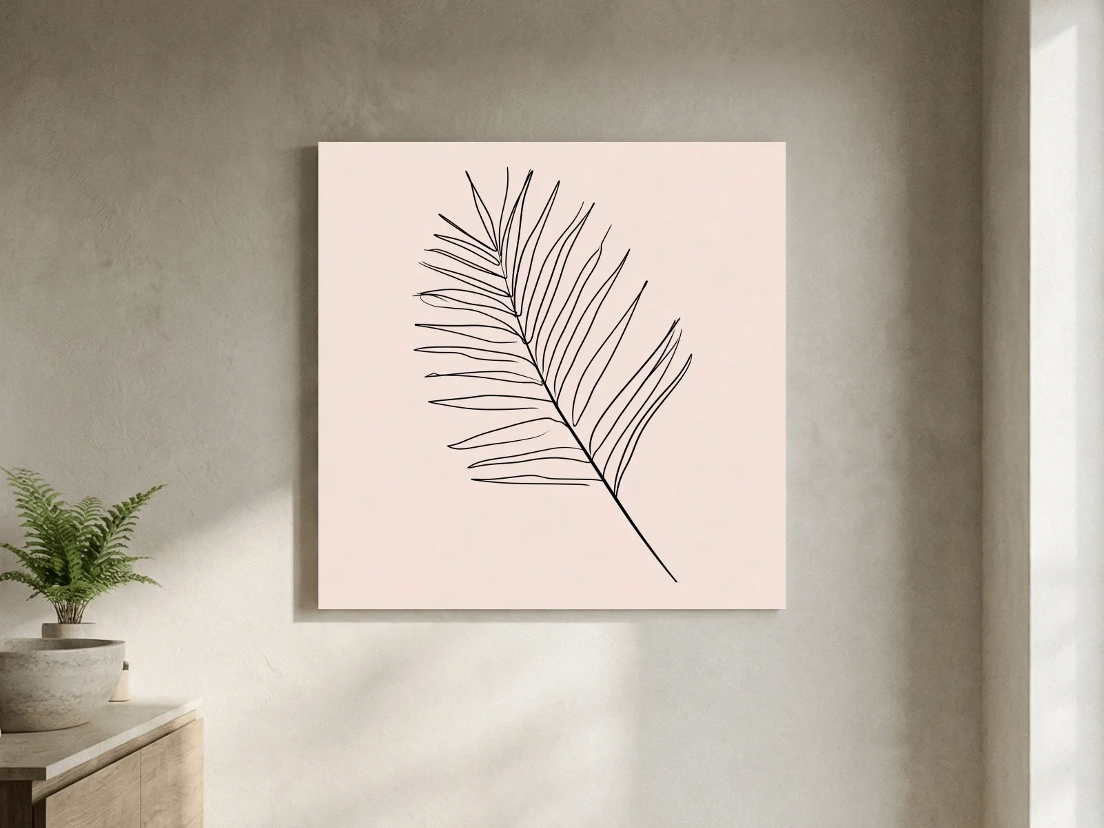 Minimalist Tropical Palm Frond - Boho Botanical Line Art