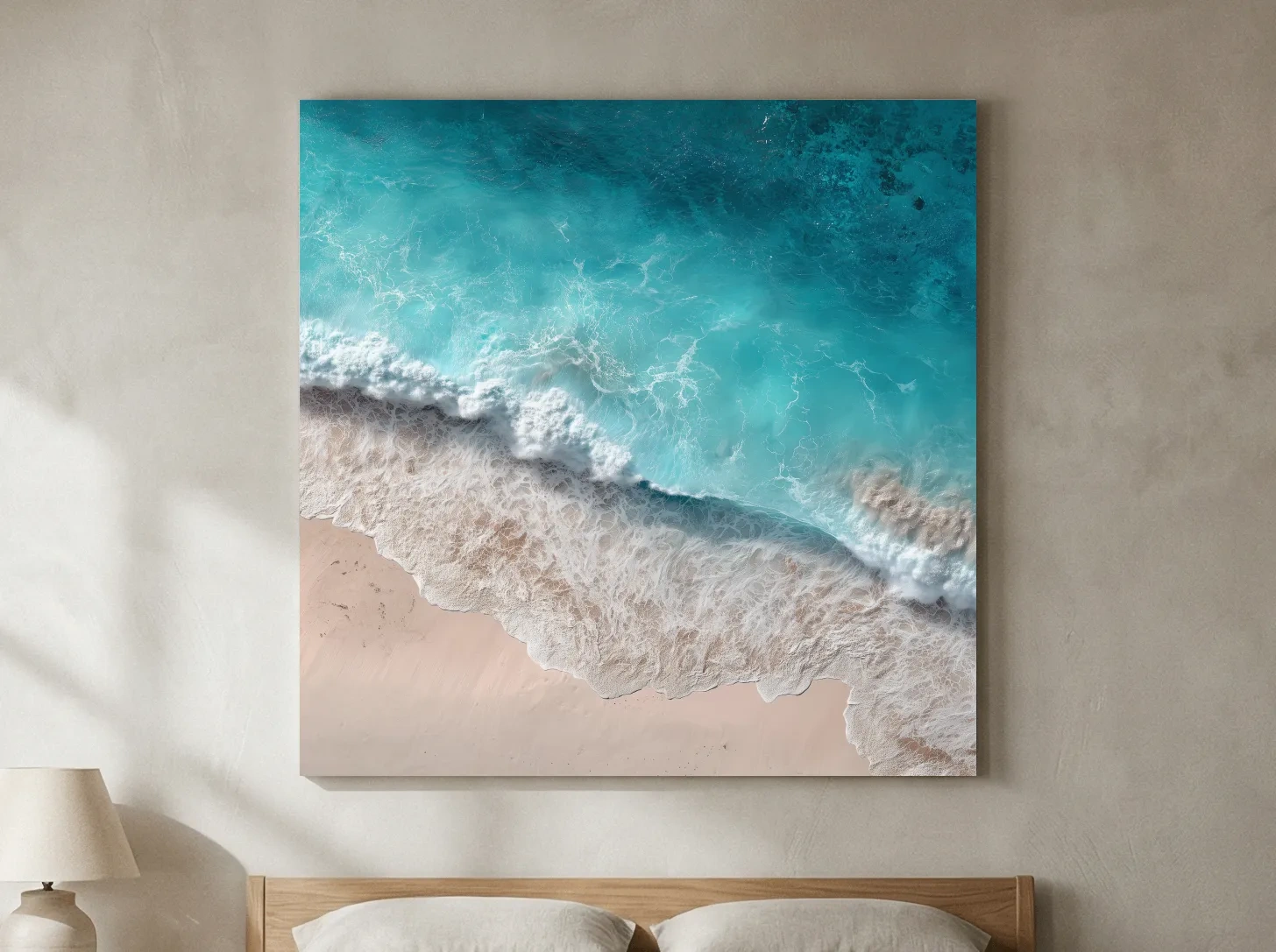 Tropical Aerial Shorebreak Waves - Minimal Coastal Photography Wall Art