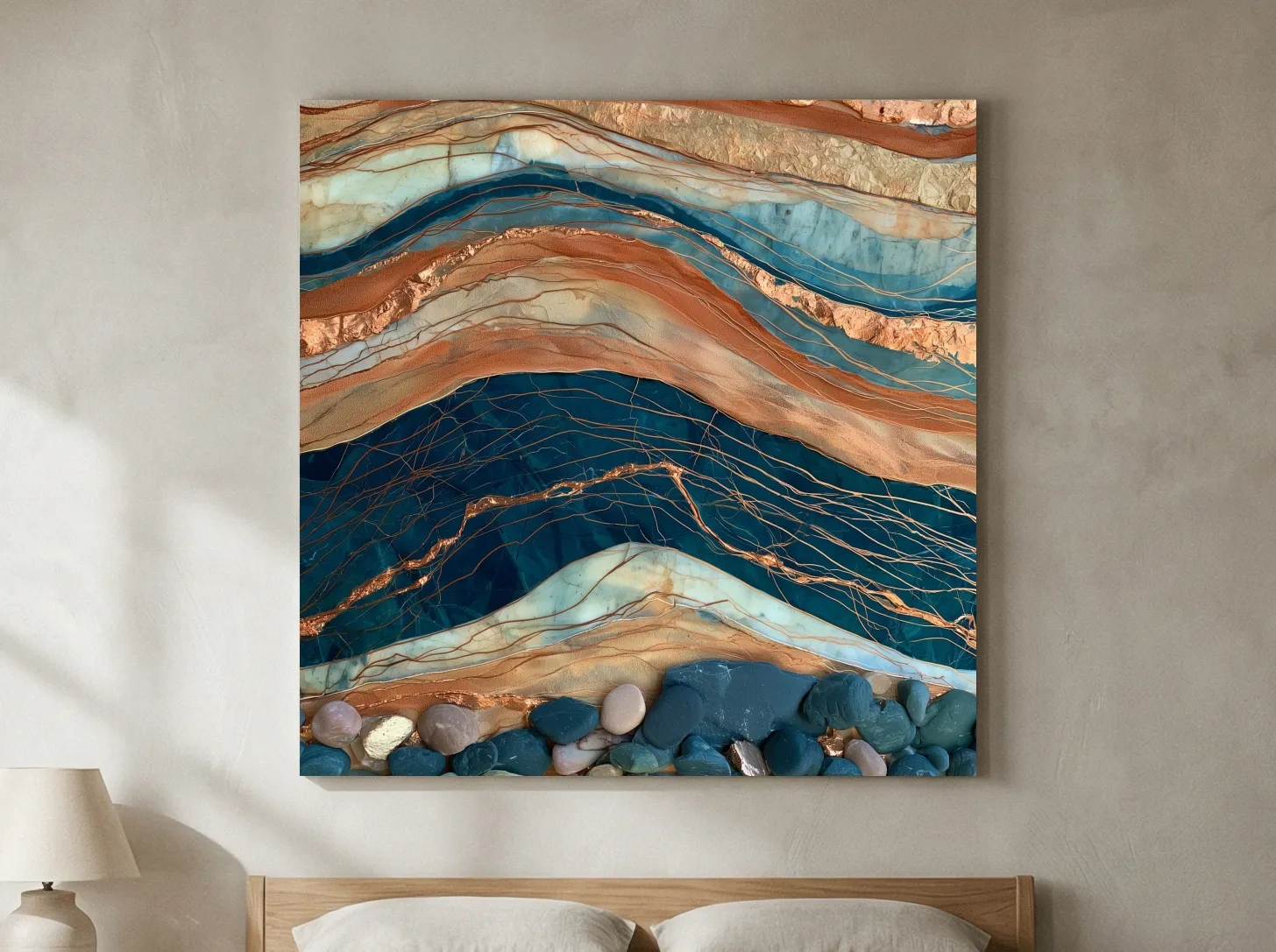 Layered Stone Strata Abstract - Natural Mixed Media Wall Art