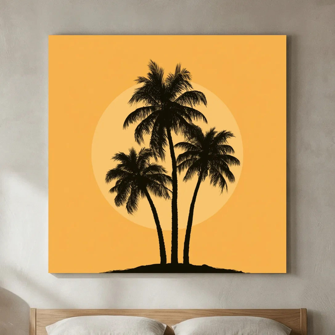 Mid-Century Palm Tree Silhouette - Tropical Minimalist Vector Wall Art