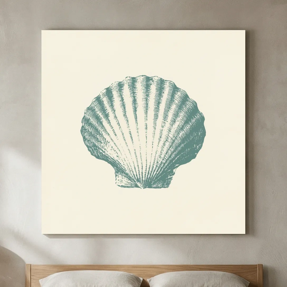 Hamptons Scallop Shell Illustration - Minimalist Coastal Wall Art
