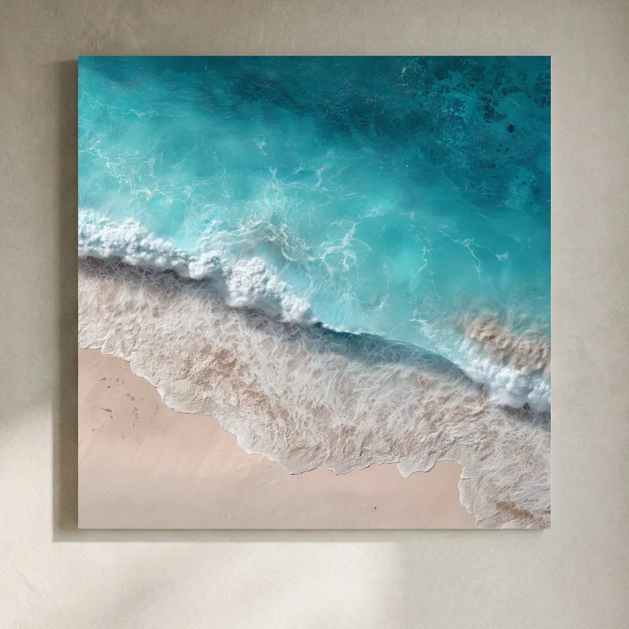 Tropical Aerial Shorebreak Waves - Minimal Coastal Photography Wall Art