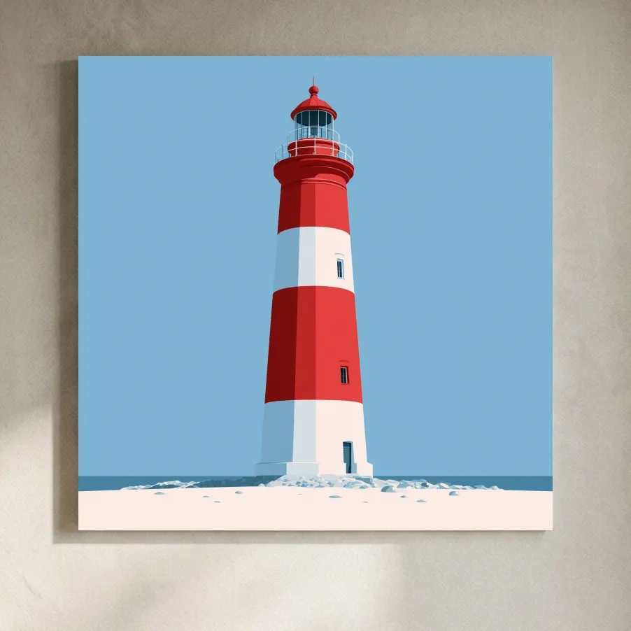 Mid-Century Lighthouse Vector Illustration - Minimalist Nautical Wall Art