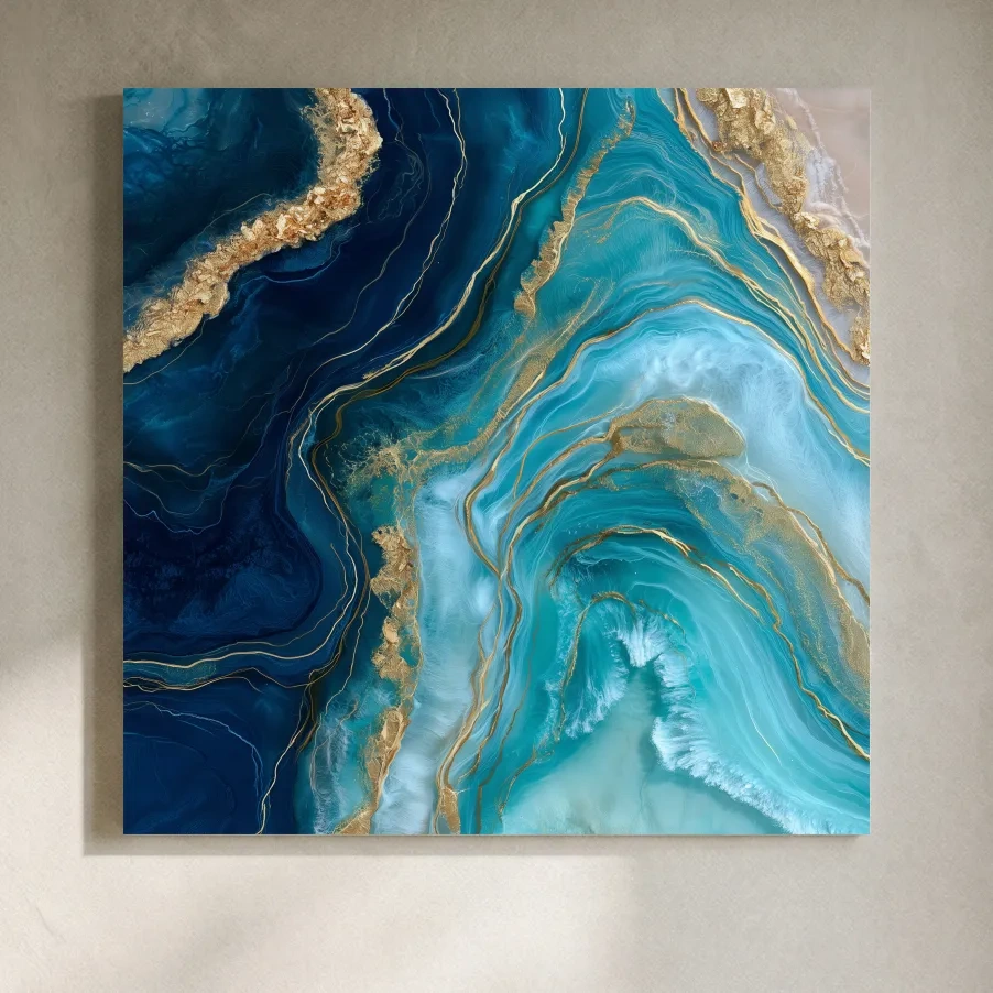 Ocean Geode Resin Design - Abstract Natural Mineral Wall Art