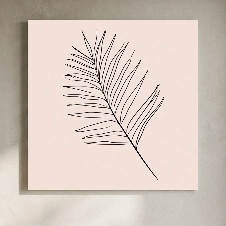 Minimalist Tropical Palm Frond - Boho Botanical Line Art