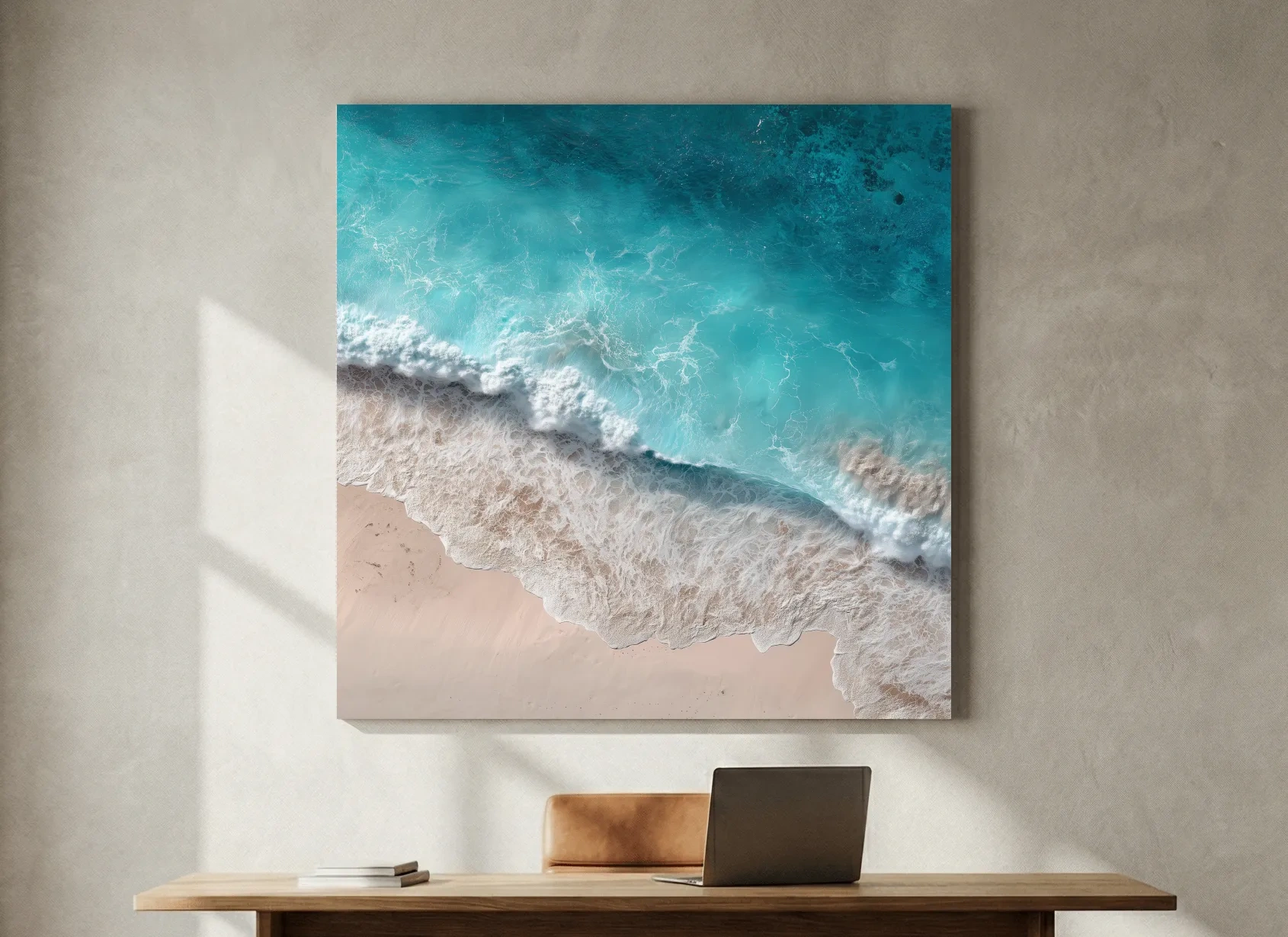 Tropical Aerial Shorebreak Waves - Minimal Coastal Photography Wall Art