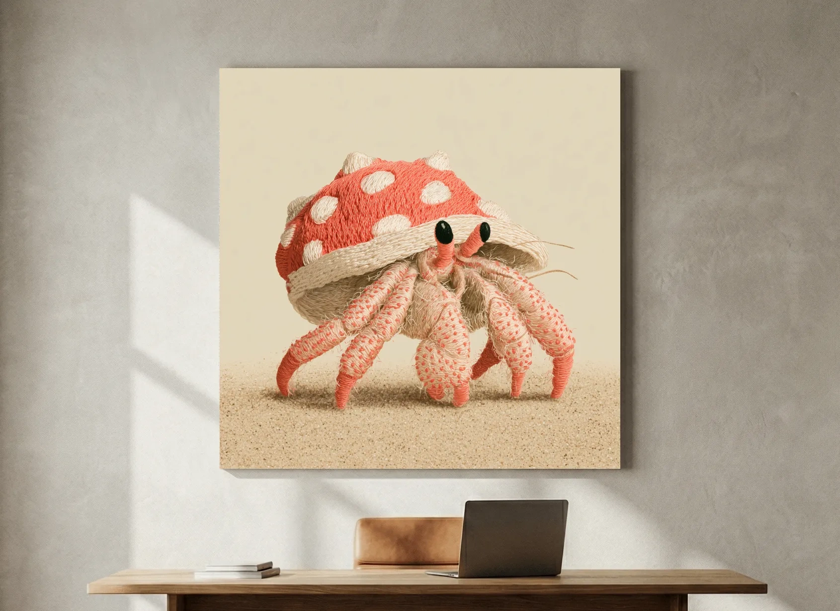Cute Embroidered Hermit Crab Illustration - Whimsical Marine Life Art