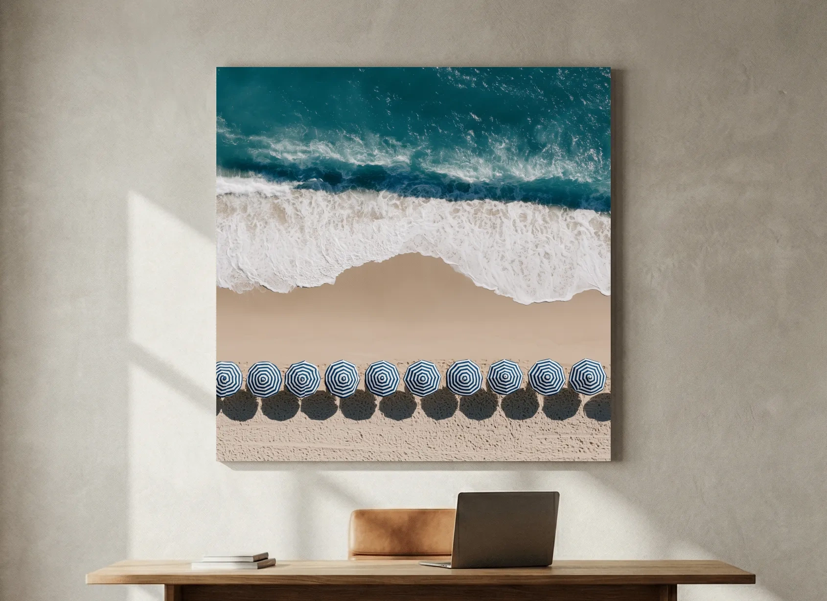 Aerial Beach Umbrellas - Tropical Photographic Wall Art