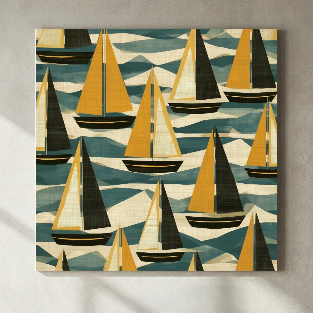 Mid-Century Sailboat Illustration - Abstract Nautical Wall Art