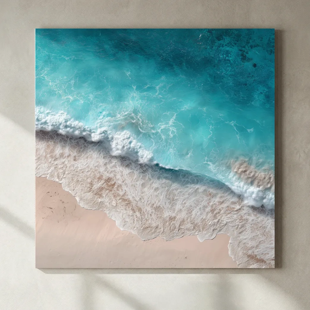 Tropical Aerial Shorebreak Waves - Minimal Coastal Photography Wall Art