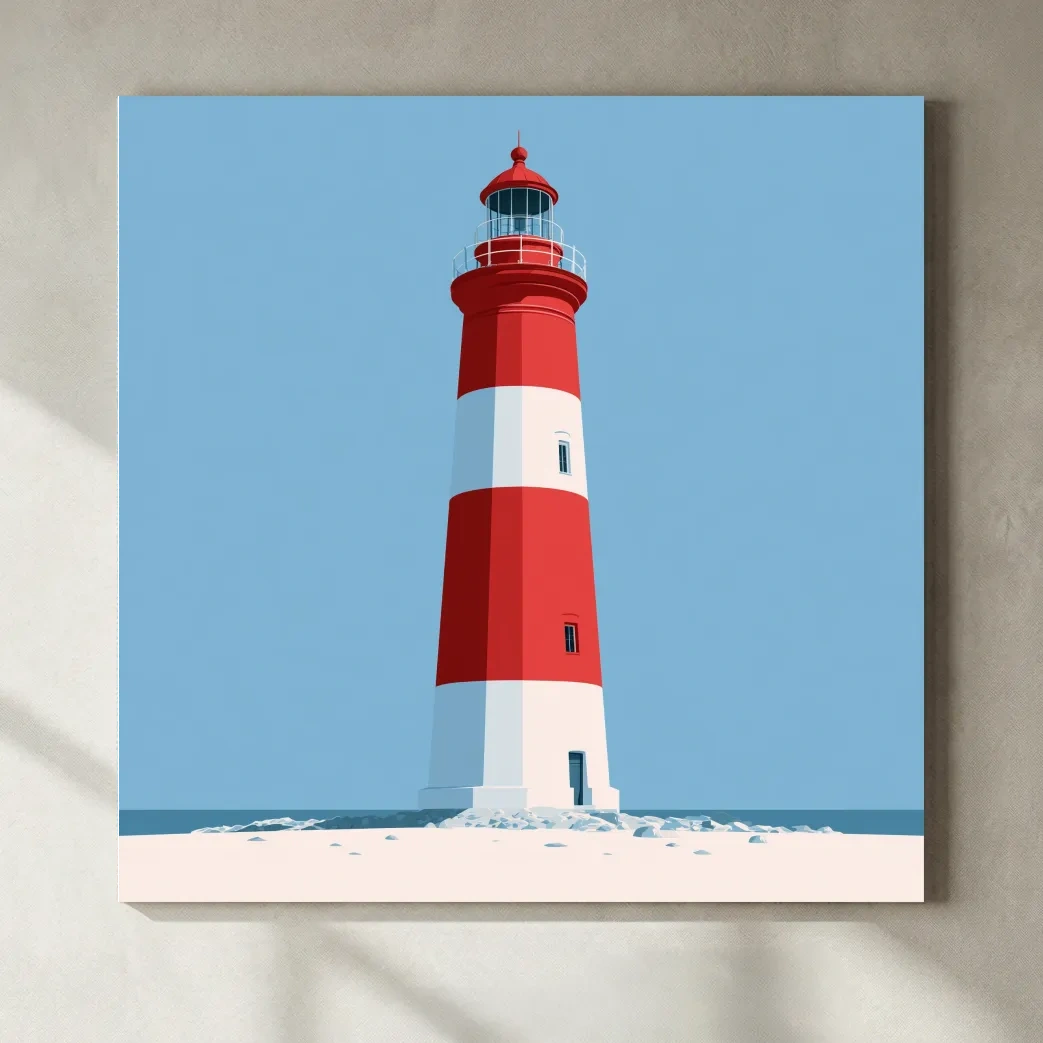 Mid-Century Lighthouse Vector Illustration - Minimalist Nautical Wall Art