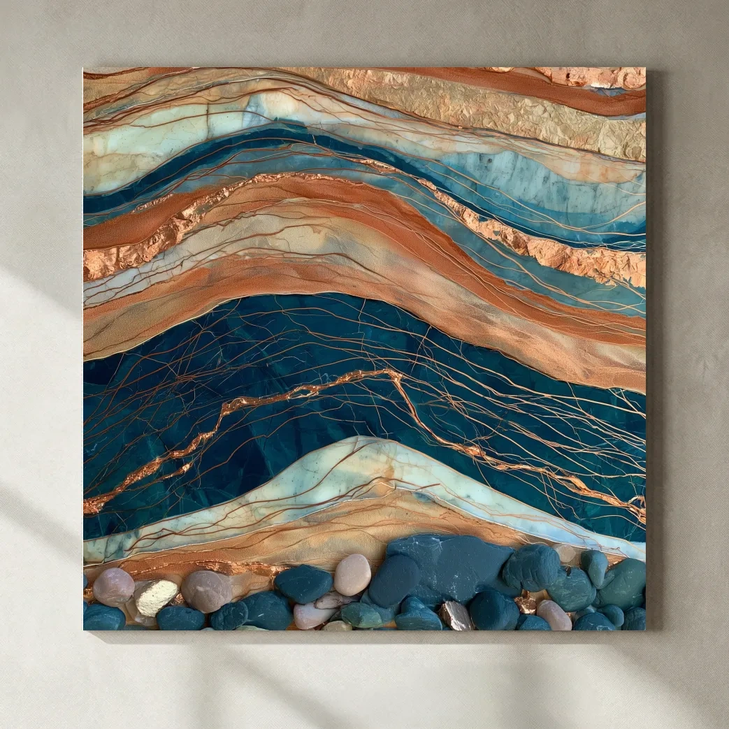 Layered Stone Strata Abstract - Natural Mixed Media Wall Art
