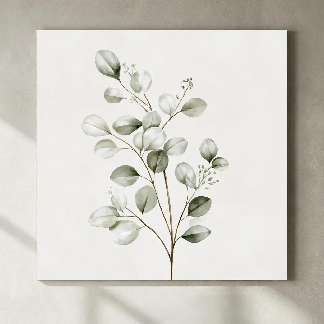 Minimalist Coastal Botanical Illustration - Eucalyptus Wall Art