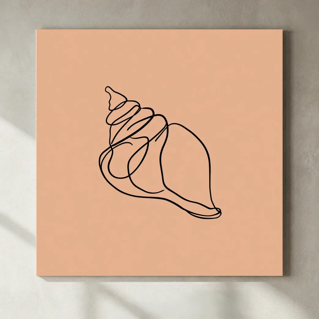 Minimalist Seashell Line Illustration - Boho Coastal Wall Art