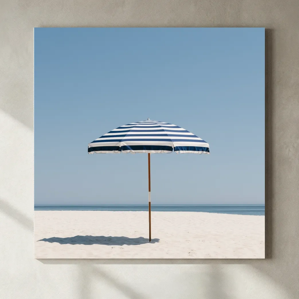 Minimalist Striped Beach Umbrella - Hamptons Photographic Wall Art