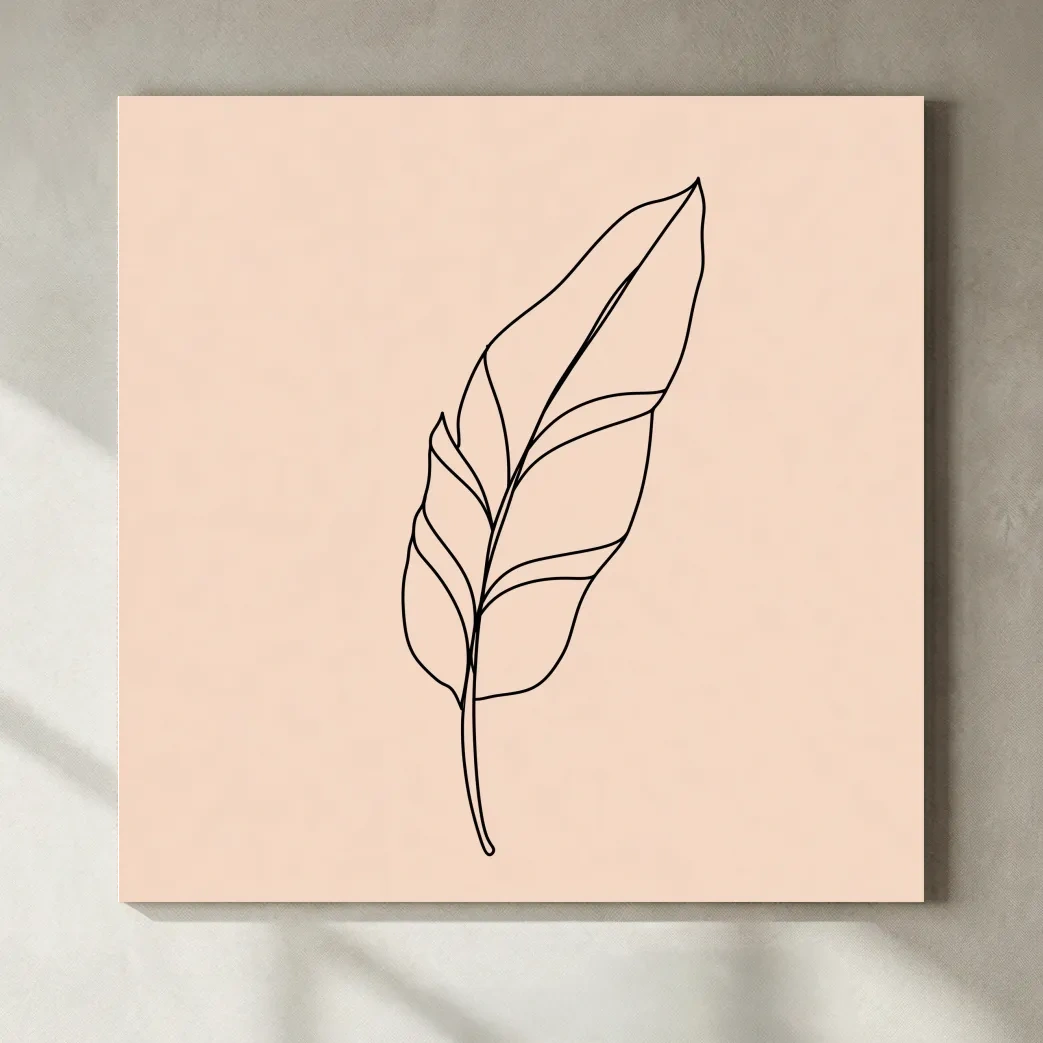 Minimalist Banana Leaf Line Art - Boho Botanical Illustration Wall Art
