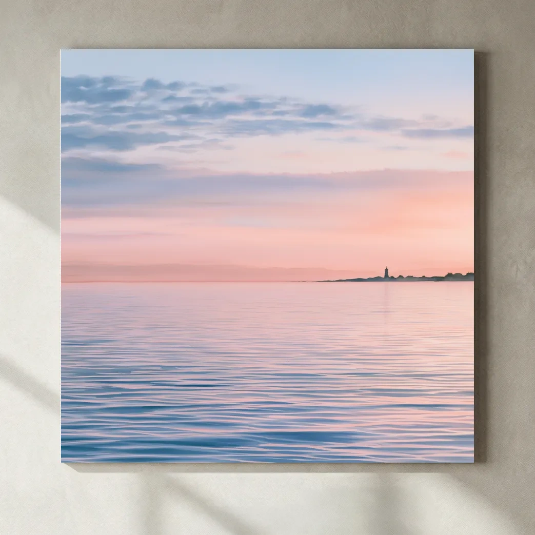 Serene Lighthouse Sunset - Pastel Seascape Wall Art
