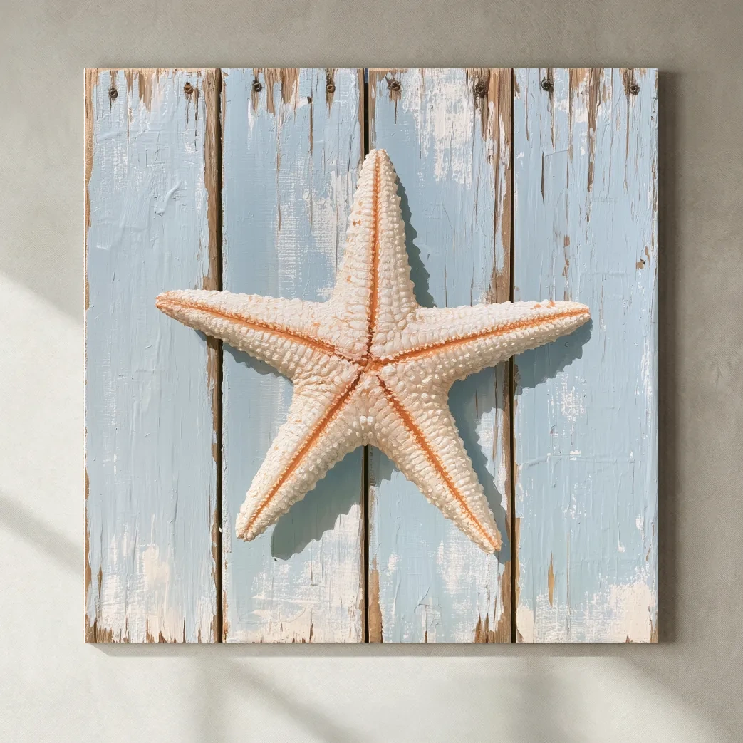 Rustic Starfish on Reclaimed Wood - Coastal Painting Wall Art