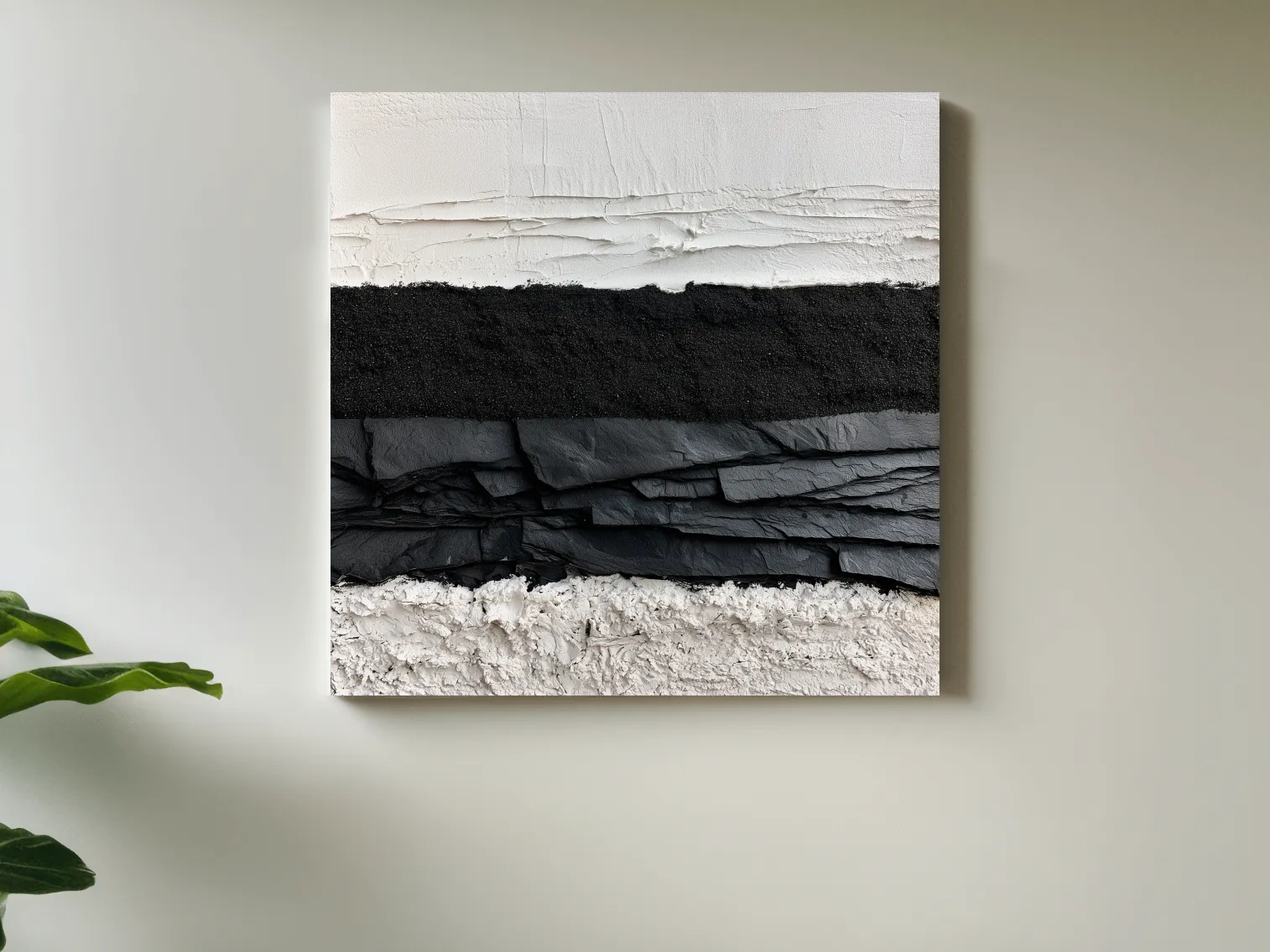 Layered Stone Strata Design - Abstract Mixed Media Wall Art