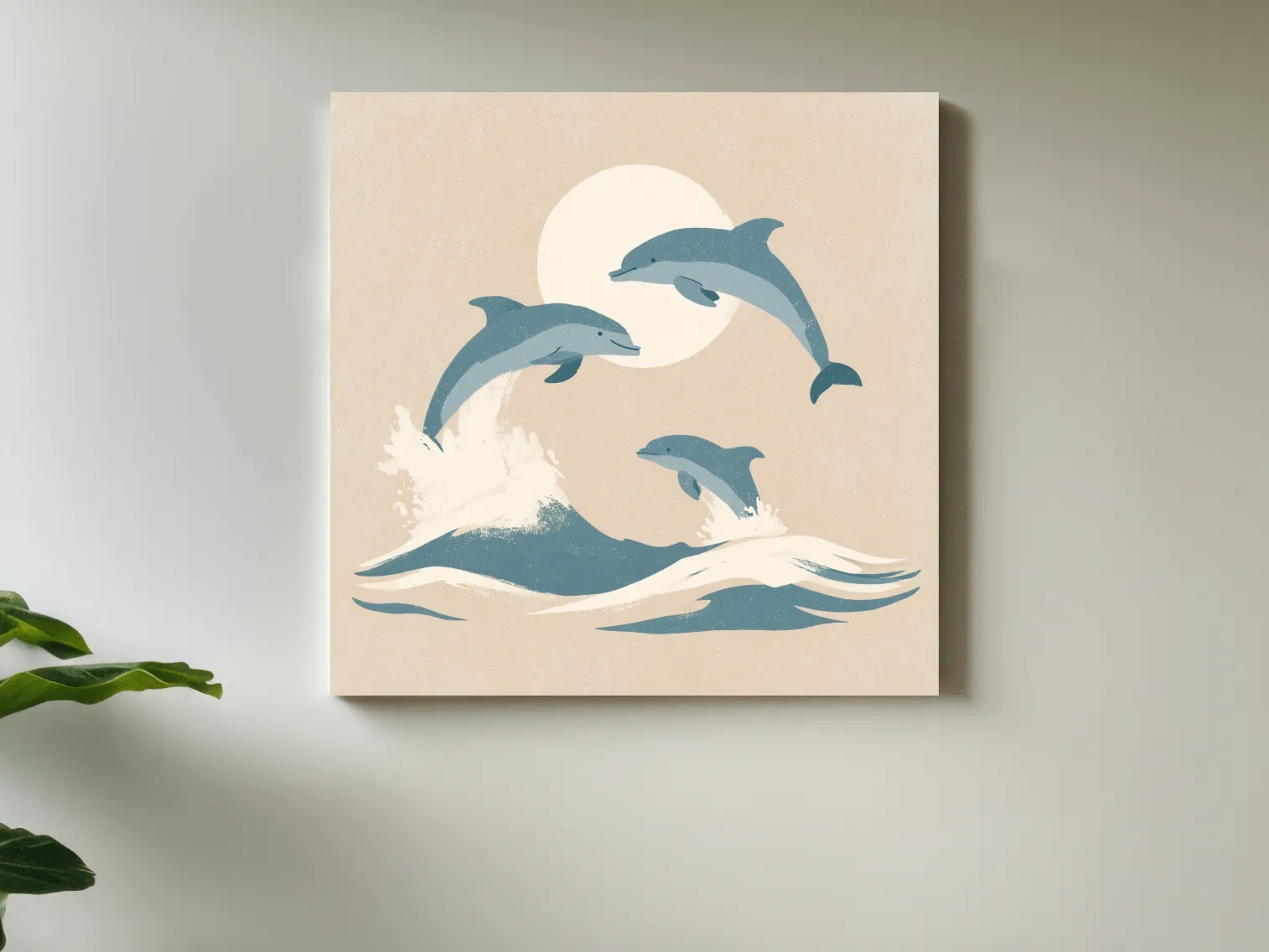 Minimalist Dolphin Trio Illustration - Nursery Marine Life Wall Art