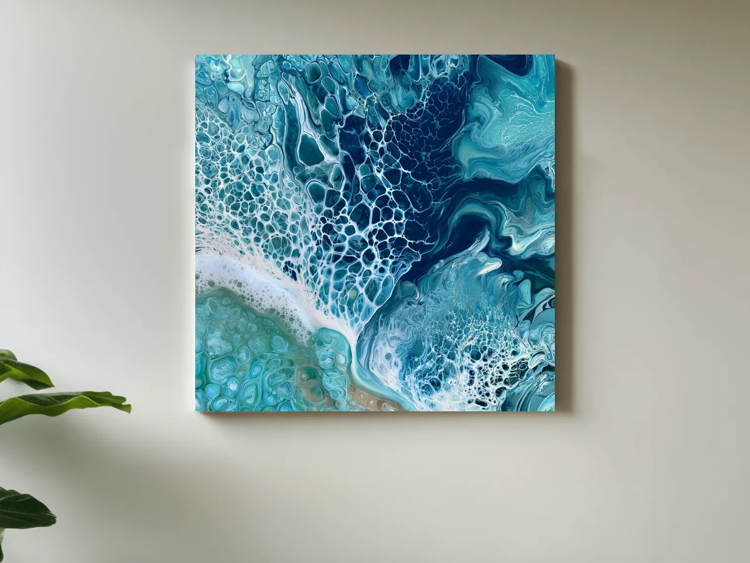 Abstract Ocean Foam Cells - Fluid Acrylic Pour Mixed Media Art