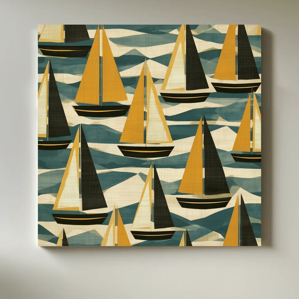 Mid-Century Sailboat Illustration - Abstract Nautical Wall Art