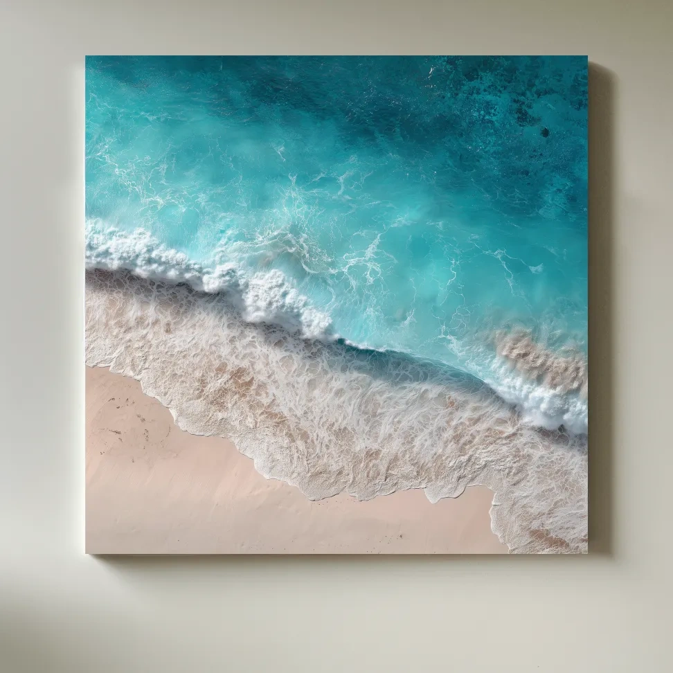 Tropical Aerial Shorebreak Waves - Minimal Coastal Photography Wall Art