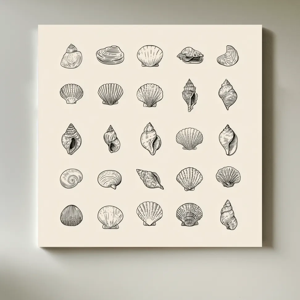 Minimalist Seashell Collection - Vector Ocean Wall Art