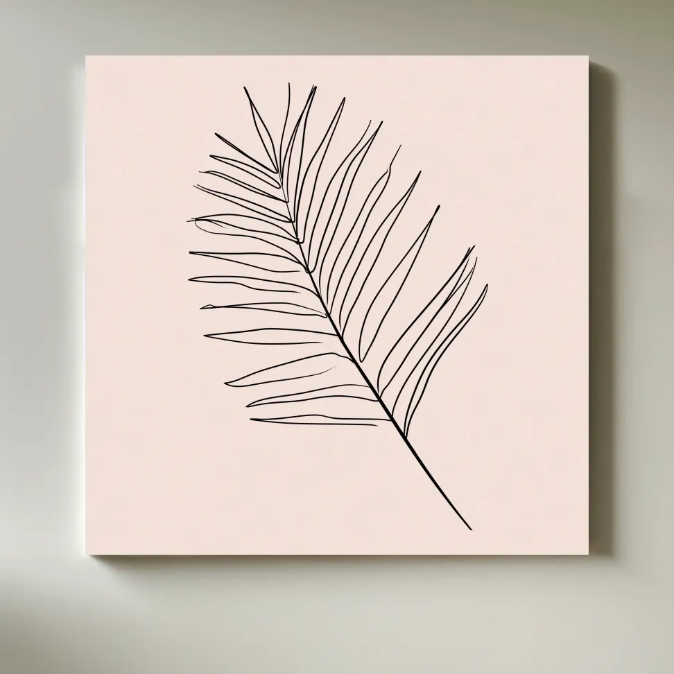 Minimalist Tropical Palm Frond - Boho Botanical Line Art