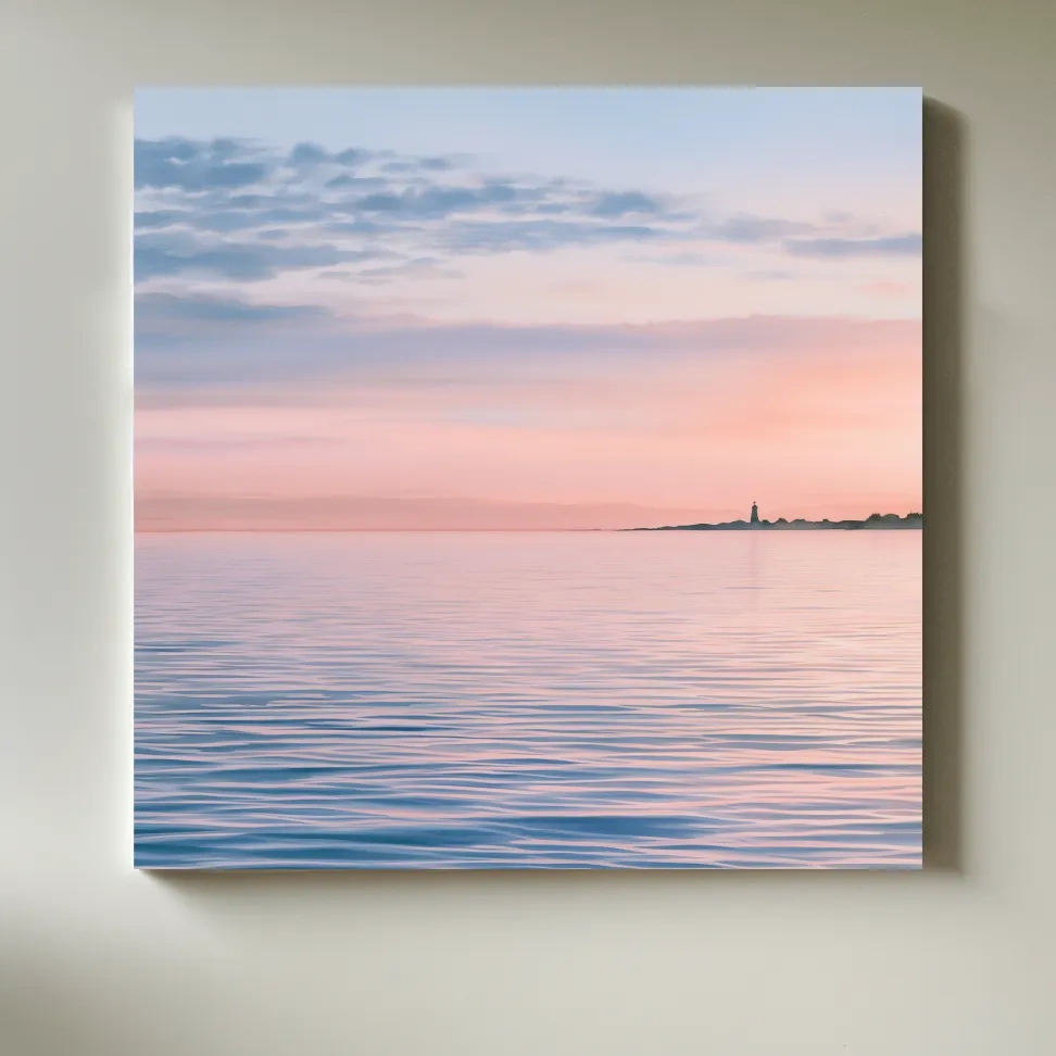 Serene Lighthouse Sunset - Pastel Seascape Wall Art