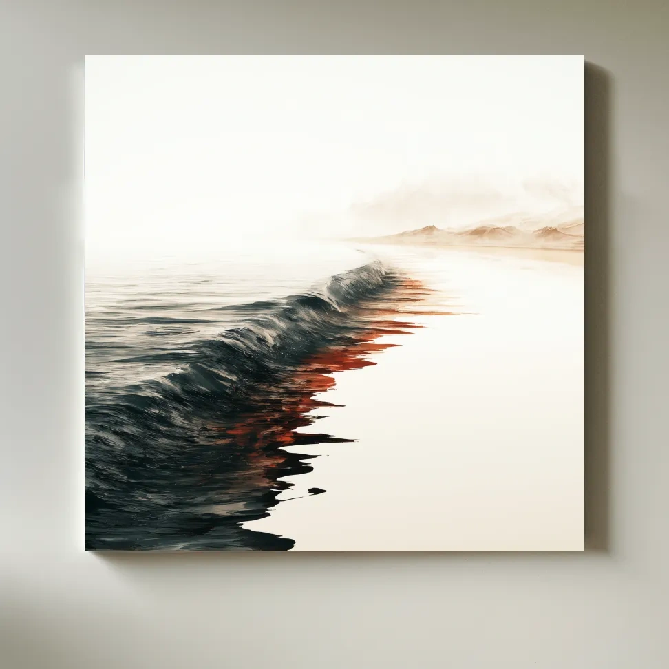 Misty Surreal Ocean Wave Illustration - Minimalist Seascape Wall Art