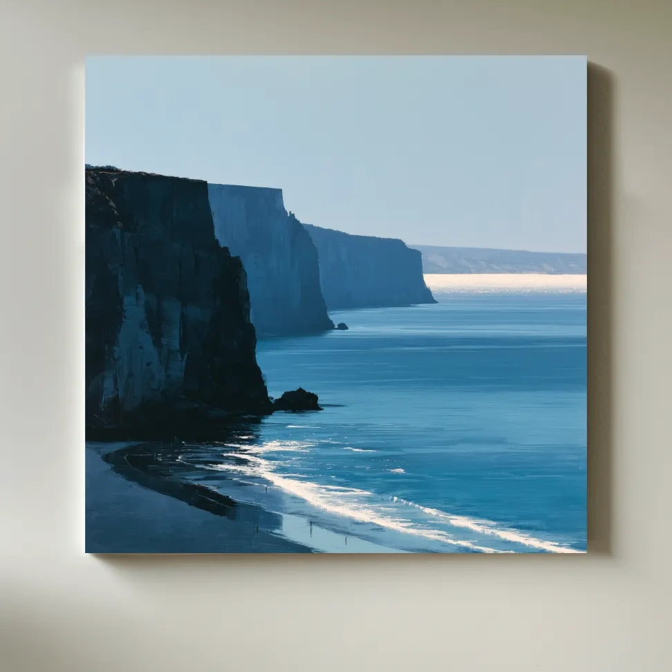 Minimalist Coastal Cliffs Painting - Quiet Beach Landscape Art