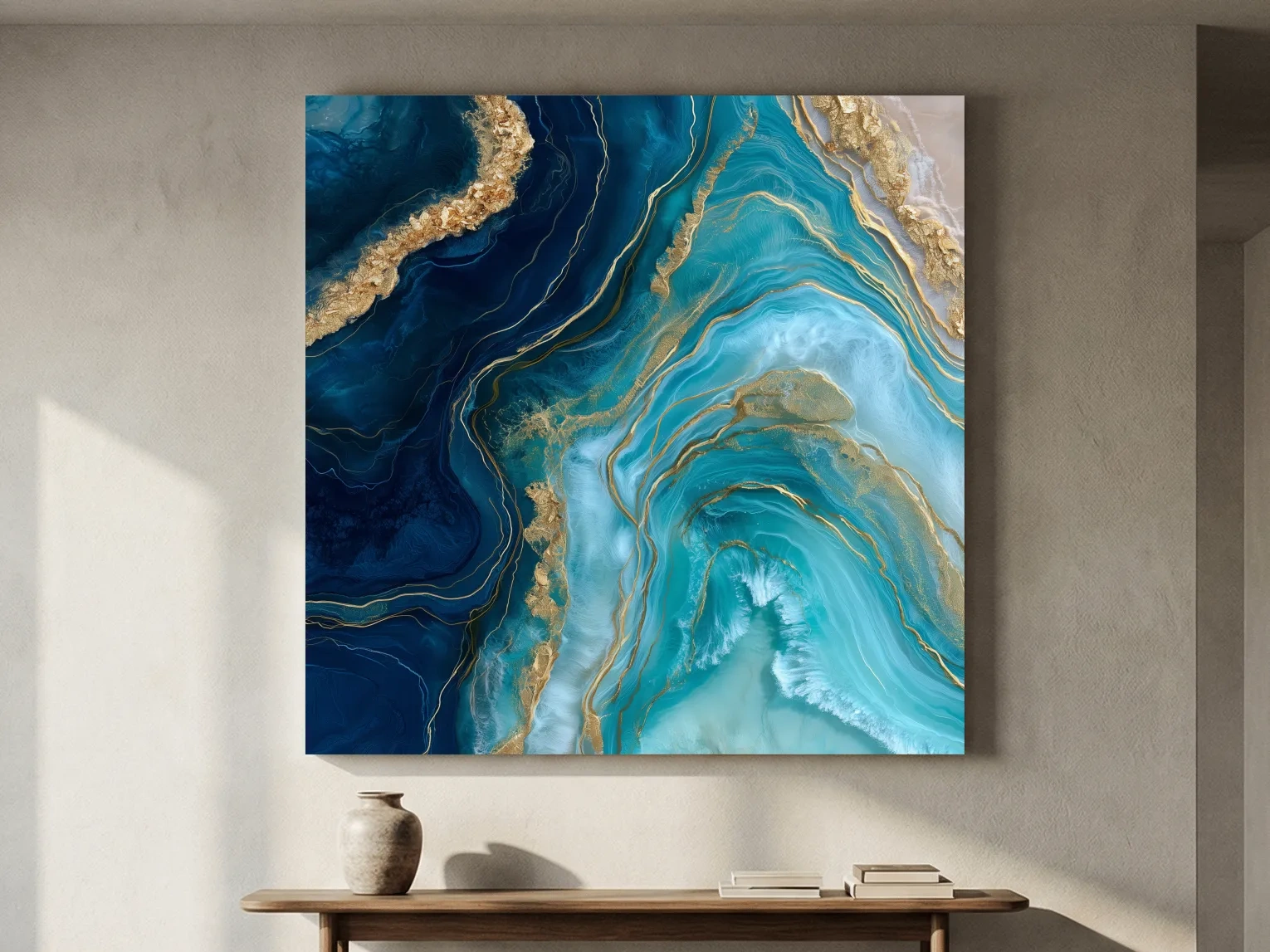 Ocean Geode Resin Design - Abstract Natural Mineral Wall Art