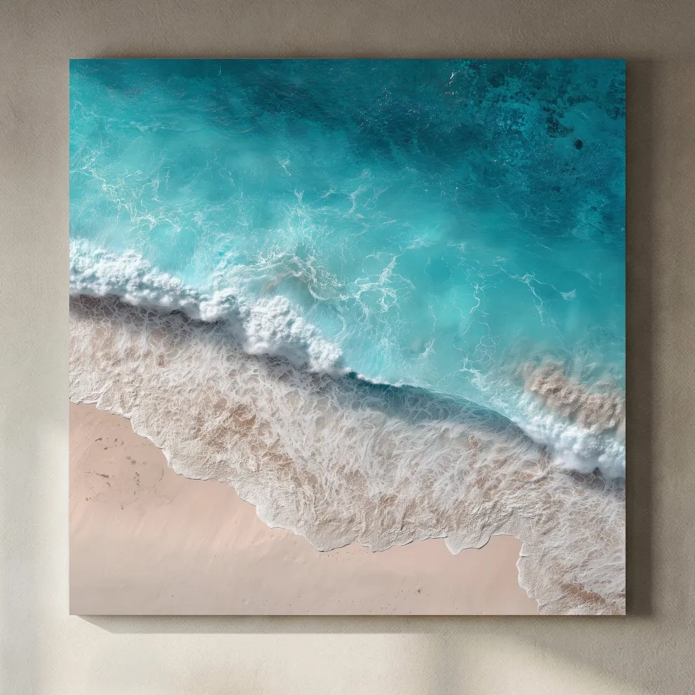 Tropical Aerial Shorebreak Waves - Minimal Coastal Photography Wall Art