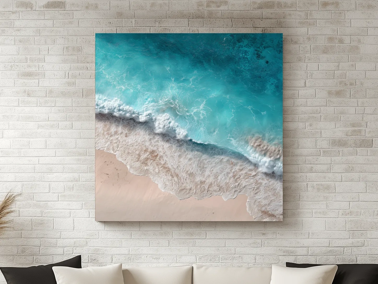 Tropical Aerial Shorebreak Waves - Minimal Coastal Photography Wall Art