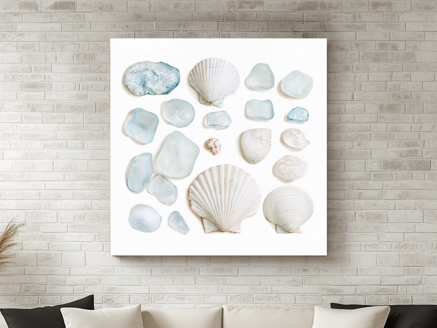 Sea Glass And Scallop Shell Collection - Minimalist Photographic Coastal Wall Art