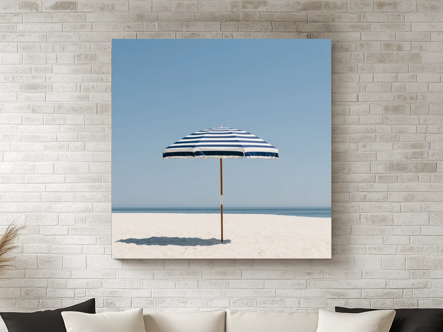 Minimalist Striped Beach Umbrella - Hamptons Photographic Wall Art