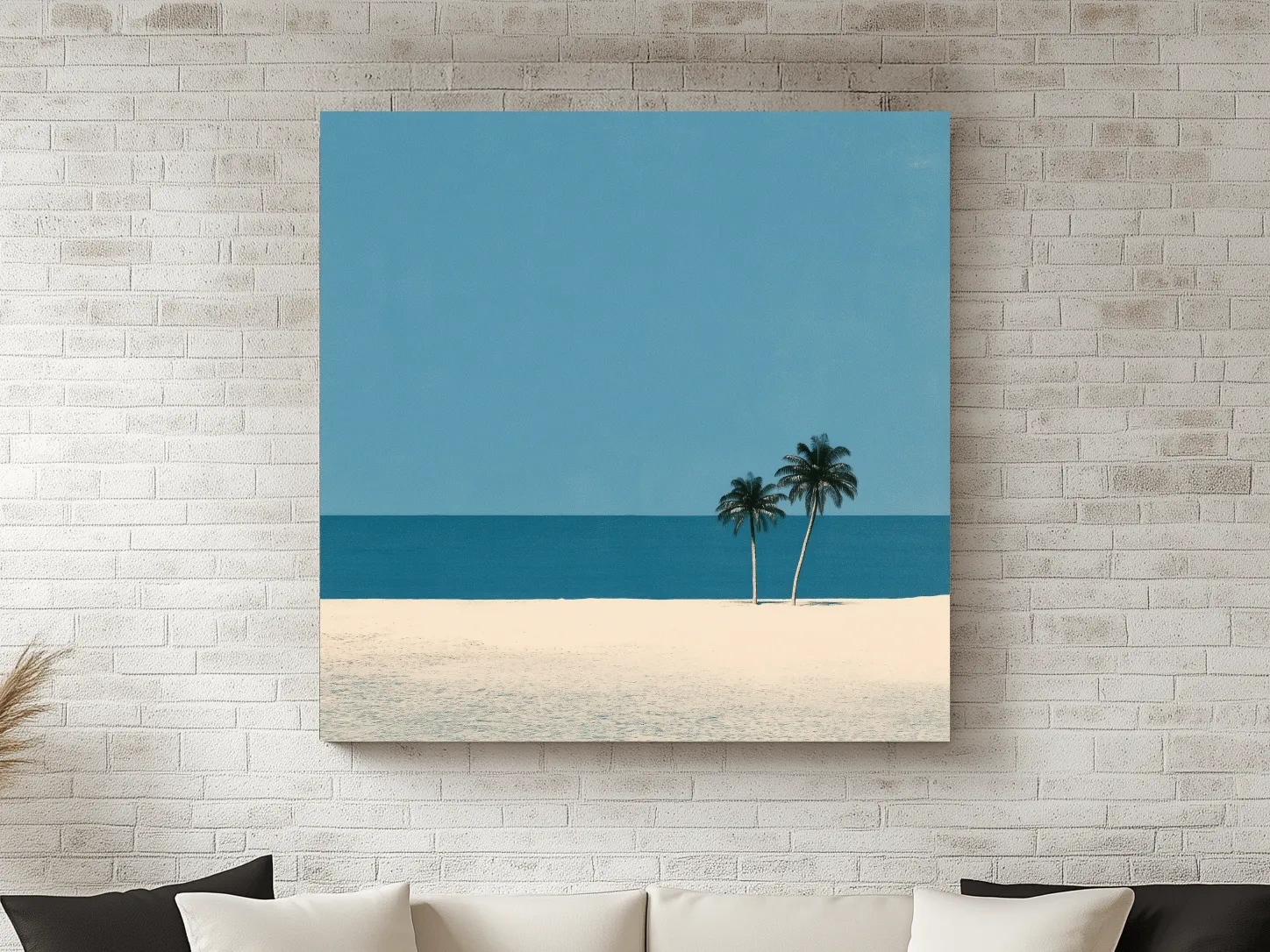 Minimalist Tropical Palm Beach Illustration - Mid-Century Wall Art