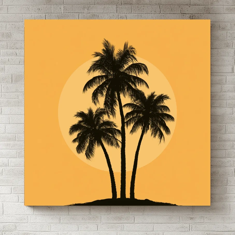 Mid-Century Palm Tree Silhouette - Tropical Minimalist Vector Wall Art
