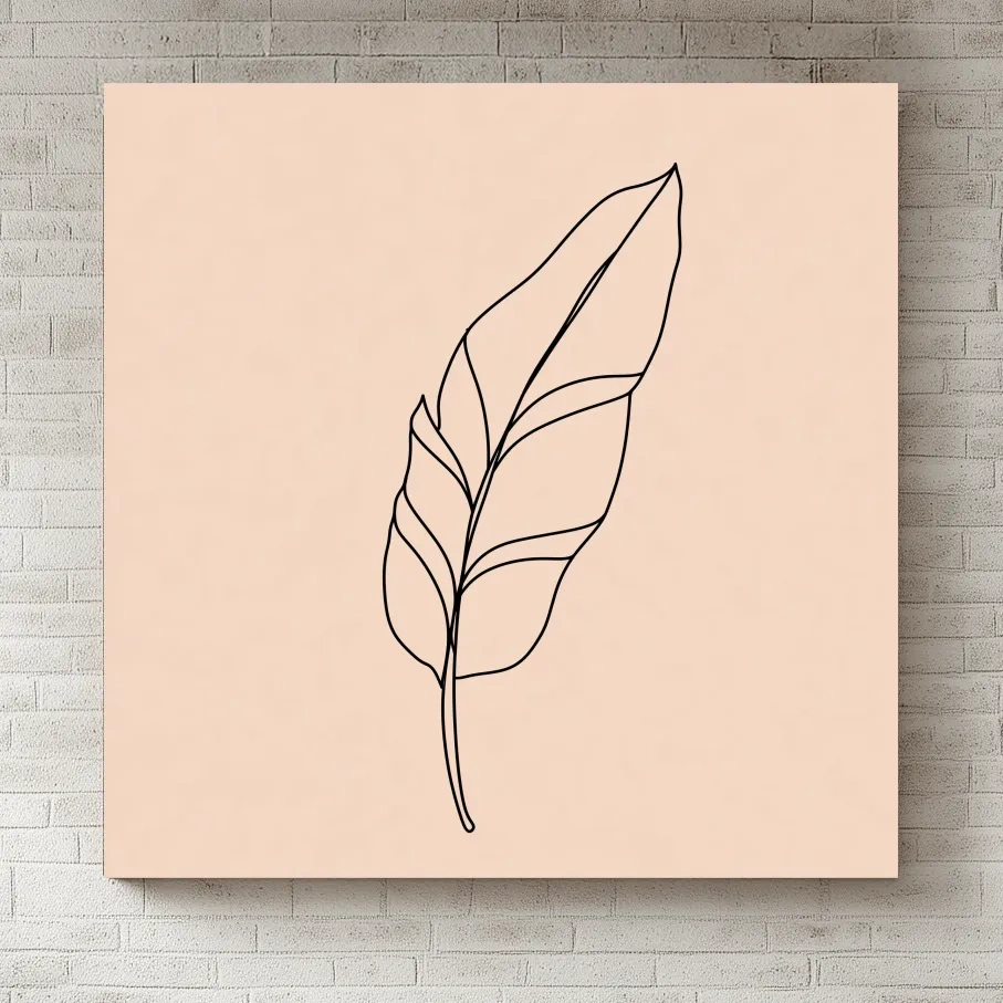 Minimalist Banana Leaf Line Art - Boho Botanical Illustration Wall Art