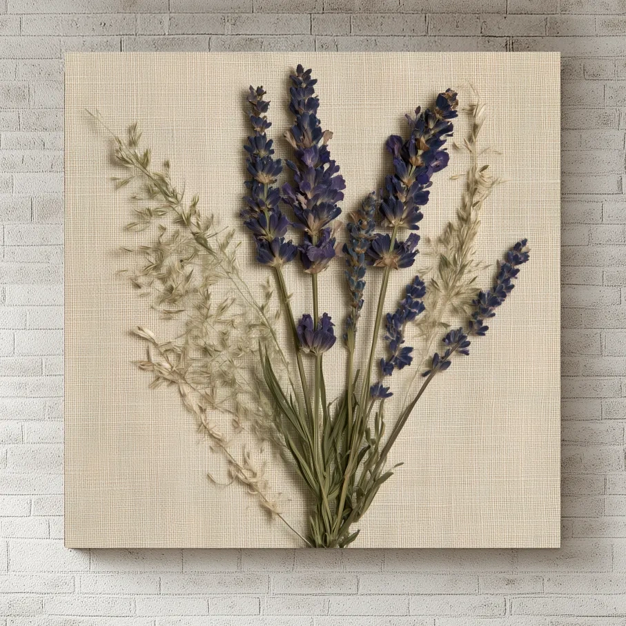 Pressed Coastal Lavender Florals - Minimalist Photographic Botanical Wall Art