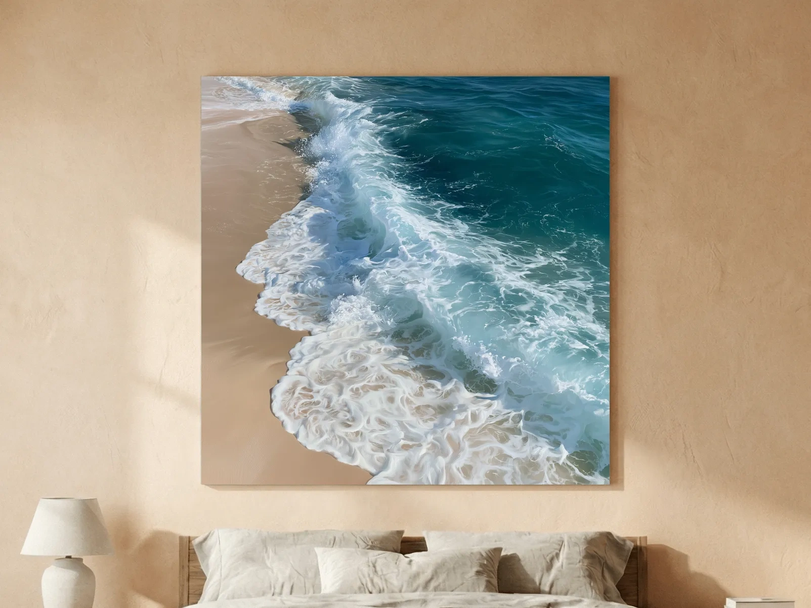 Aerial Seafoam Wave Painting - Abstract Beach Wall Art