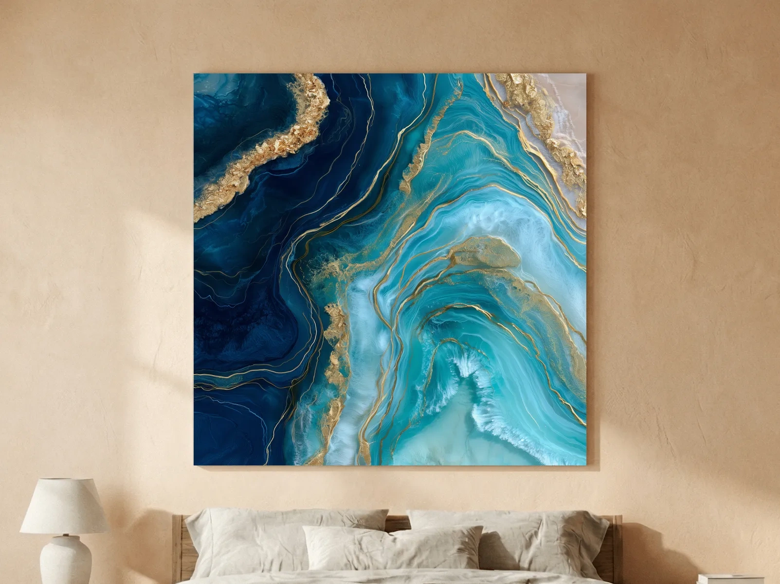 Ocean Geode Resin Design - Abstract Natural Mineral Wall Art